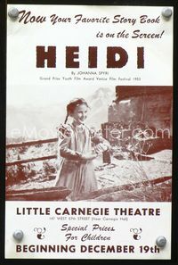 2k143 HEIDI movie herald '54 Swiss children's classic!