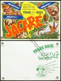 2k161 JACARE movie herald '42 Frank Buck's first feature picture filmed in the wild Amazon Jungle!