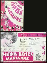 2k182 MARIANNE movie herald '29 Marion Davies, Lawrence Gray, Cliff Edwards