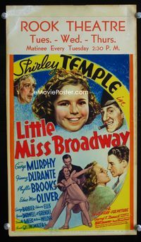 2k012 LITTLE MISS BROADWAY movie mini window card '38 Shirley Temple, George Murphy, Jimmy Durante
