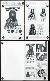 2k884 GO APE movie pressbook '74 5-bill Planet of the Apes, wonderful Uncle Sam parody art!
