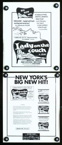 2k904 LADY ON THE COUCH movie pressbook '74 stag film wife!