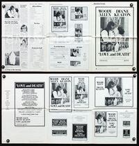 2k917 LOVE & DEATH movie pressbook 75 Woody Allen & Diane Keaton romantic kiss close up!