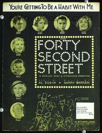 2k547 42nd STREET sheet music '33 Dick Powell, Ginger Rogers, Bebe Daniels, Ruby Keeler, Baxter