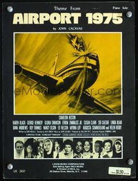 2k549 AIRPORT 1975 movie sheet music '74 Charlton Heston, Karen Black, great airplane artwork!