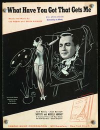 2k553 ARTISTS & MODELS ABROAD sheet music '38 artwork of sexy Joan Bennett painting Jack Benny!