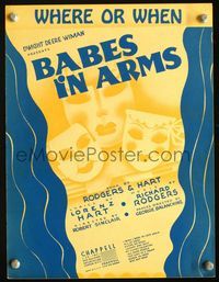 2k554 BABES IN ARMS movie sheet music '39 great deco image of theatrical masks, Rodgers & Hart!
