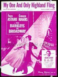 2k558 BARKLEYS OF BROADWAY movie sheet music '49 Fred Astaire & Ginger Rogers dancing in spotlight!