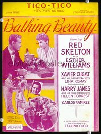 2k559 BATHING BEAUTY movie sheet music '44 sexy Esther Williams & Red Skelton!