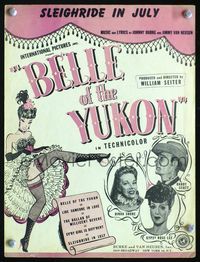 2k561 BELLE OF THE YUKON movie sheet music '44 Randolph Scott, sexy artwork of Gypsy Rose Lee!