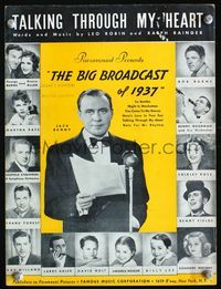 2k564 BIG BROADCAST OF 1937 sheet music '36 Jack Benny, Burns & Allen, Benny Goodman, Martha Raye