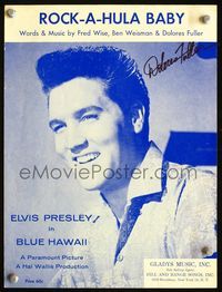 2k565 BLUE HAWAII signed movie sheet music '61 by Dolores Fuller, cool portrait of Elvis Presley!