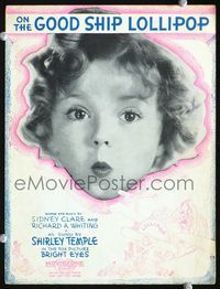 2k568 BRIGHT EYES movie sheet music '34 great super close up of Shirley Temple with puckered lips!