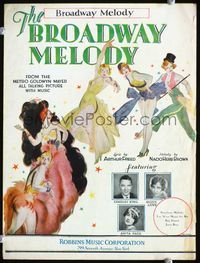 2k569 BROADWAY MELODY sheet music '29 Anita Page, Bessie Love, wonderful art of 5 sexy showgirls!