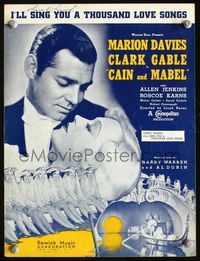 2k571 CAIN & MABEL sheet music '36 great image of young Clark Gable holding sexy Marion Davies!