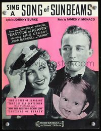 2k594 EAST SIDE OF HEAVEN movie sheet music '39 Bing Crosby, sexy Joan Blondell, Baby Sandy!