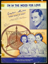 2k597 EVERY NIGHT AT EIGHT sheet music '35 George Raft, Alice Faye, Frances Langford, Patsy Kelly