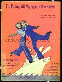 2k603 FOLLOW THE FLEET movie sheet music '36 sailors Fred Astaire & Ginger Rogers dancing on ship!