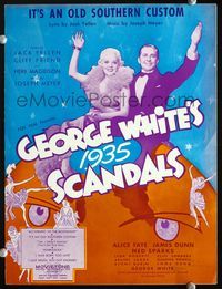 2k609 GEORGE WHITE'S 1935 SCANDALS sheet music '35 great image of Alice Faye & James Dunne waving!