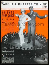2k613 GO INTO YOUR DANCE movie sheet music '35 great image of Al Jolson & wife Ruby Keeler!