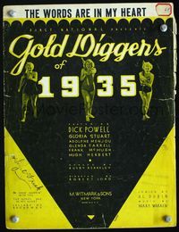 2k615 GOLD DIGGERS OF 1935 movie sheet music '33 great image of three sexy showgirls!