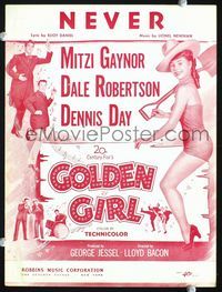 2k617 GOLDEN GIRL movie sheet music '51 sexy Mitzi Gaynor, Dale Robertson, Dennis Day
