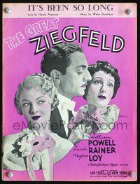 2k622 GREAT ZIEGFELD movie sheet music '36 great image of William Powell, Luise Rainer & Myrna Loy!