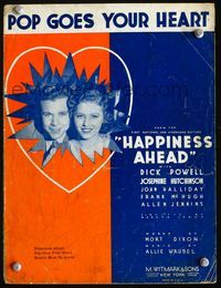 2k625 HAPPINESS AHEAD movie sheet music '34 young Dick Powell, Josephine Hutchinson