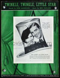 2k627 HATS OFF movie sheet music '37 Mae Clark, John Payne, cool art & design!