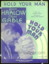 2k632 HOLD YOUR MAN movie sheet music '33 best close up of sexy Jean Harlow & Clark Gable!