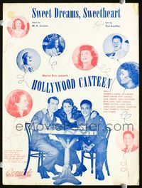2k633 HOLLYWOOD CANTEEN sheet music '44 Joan Crawford, Bette Davis, Jack Benny, Stanwyck & more!