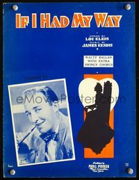 2k637 IF I HAD MY WAY movie sheet music '40 great portrait of Bing Crosby with pipe, cool art!