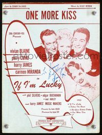 2k638 IF I'M LUCKY signed sheet music '46 by Perry Como, who is with Harry James & Carmen Miranda!