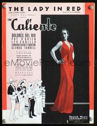 2k639 IN CALIENTE movie sheet music '35 great full-length image of sexy Dolores del Rio, plus art!
