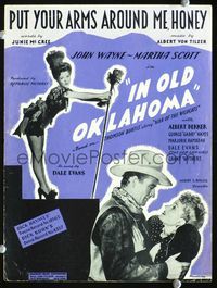 2k640 IN OLD OKLAHOMA movie sheet music '43 John Wayne, Martha Scott, sexy Dale Evans!