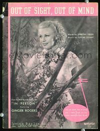 2k641 IN PERSON movie sheet music '35 close up of beautiful smiling Ginger Rogers by tree!
