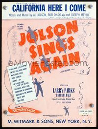 2k649 JOLSON SINGS AGAIN movie sheet music '49 Larry Parks as Al in the rest of The Jolson Story!