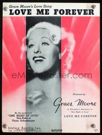 2k659 LOVE ME FOREVER movie sheet music '35 great close up of pretty Grace Moore singing!