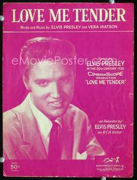 2k661 LOVE ME TENDER movie sheet music '56 great close up of Elvis Presley with crooked smile!