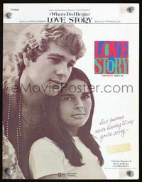 2k663 LOVE STORY movie sheet music '70 great romantic close up of Ali MacGraw & Ryan O'Neal!