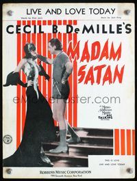 2k664 MADAM SATAN movie sheet music '30 Cecil B. DeMille, great image of sexy masked Kay Johnson!