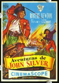 2k333 LONG JOHN SILVER Spanish herald '54 Robert Newton as the most colorful pirate of all time!