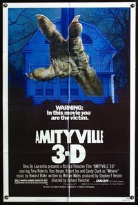 2n353 AMITYVILLE 3D one-sheet poster '83 cool 3-D image of huge monster hand reaching from house!