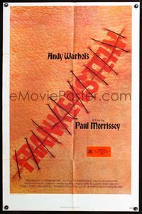 2n359 ANDY WARHOL'S FRANKENSTEIN 1sheet '74 Paul Morrissey, cool close up image of stitched flesh!