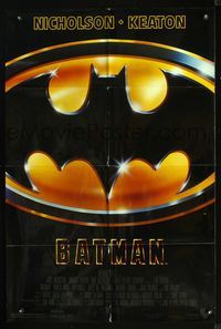 2n379 BATMAN style C one-sheet poster '89 directed by Tim Burton, great huge image of bat symbol!