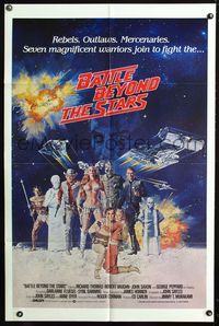 2n381 BATTLE BEYOND THE STARS int'l 1sheet '80 great sci-fi art of Robert Vaughn, John Saxon & cast!