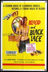 2n399 BLOOD & BLACK LACE 1sheet '65 Mario Bava, a glamorous fashion house becomes a house of blood!