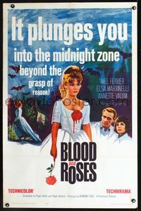 2n400 BLOOD & ROSES one-sheet '61 Et mourir de plaisir, Roger Vadim, sexiest vampire Annette Vadim!