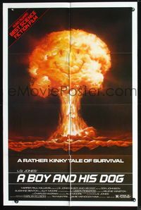 2n408 BOY & HIS DOG 1sh R82 best art of mushroom cloud with smiley face, a kinky tale of survival!