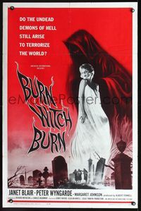 2n416 BURN WITCH BURN one-sheet '62 undead demons of Hell arise to terrorize the world, sexy art!